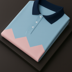Sky Blue Color Block Polo T-Shirt for Men