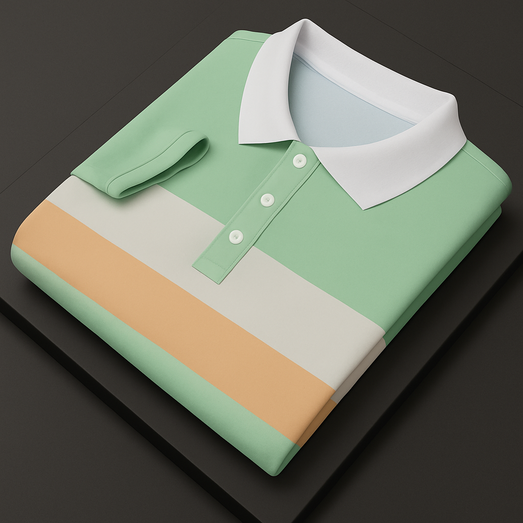 Mint Green Color Block Polo T-Shirt