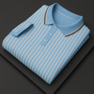 Light blue striped polo T-shirt