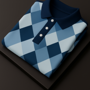 Blue Checkered Polo T-Shirt for Men
