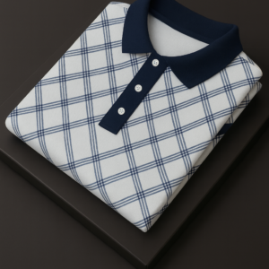 White Checked Polo T-Shirt for Men