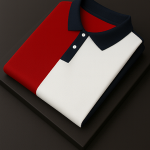 Red & White Color Block Polo T-Shirt for Men