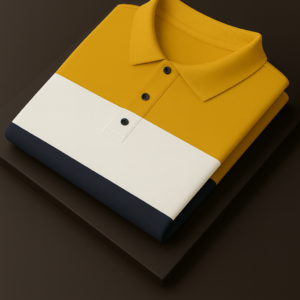 Mustard Color Block Polo T-Shirt for Men
