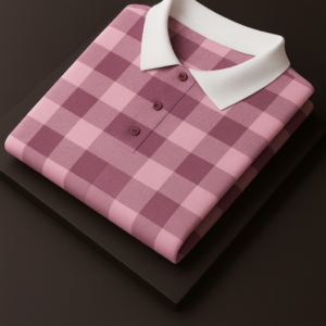 Pink Checkered Polo T-Shirt for Men